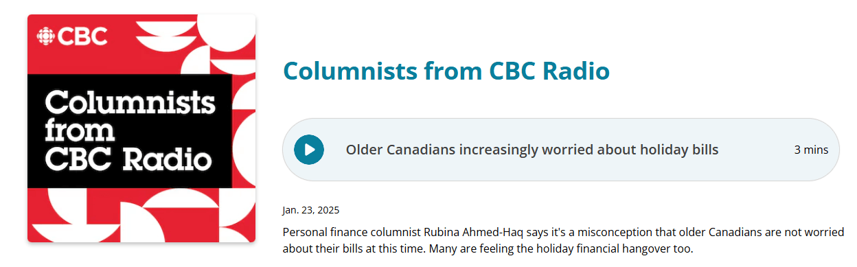 Columnists from CBC Radio: Personal finance columnist Rubina Ahmed-Haq says it's a misconception that older Canadians are not worried about their bills at this time.